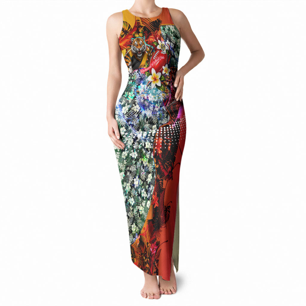 Personalized Richmond Football Tigers Tank Maxi Dress Tropical Hibiscus Flowers - Pacific Fusion Style