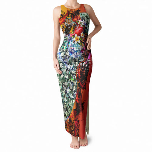 Personalized Richmond Football Tigers Tank Maxi Dress Tropical Hibiscus Flowers - Pacific Fusion Style