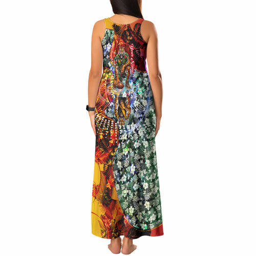 Personalized Richmond Football Tigers Tank Maxi Dress Tropical Hibiscus Flowers - Pacific Fusion Style