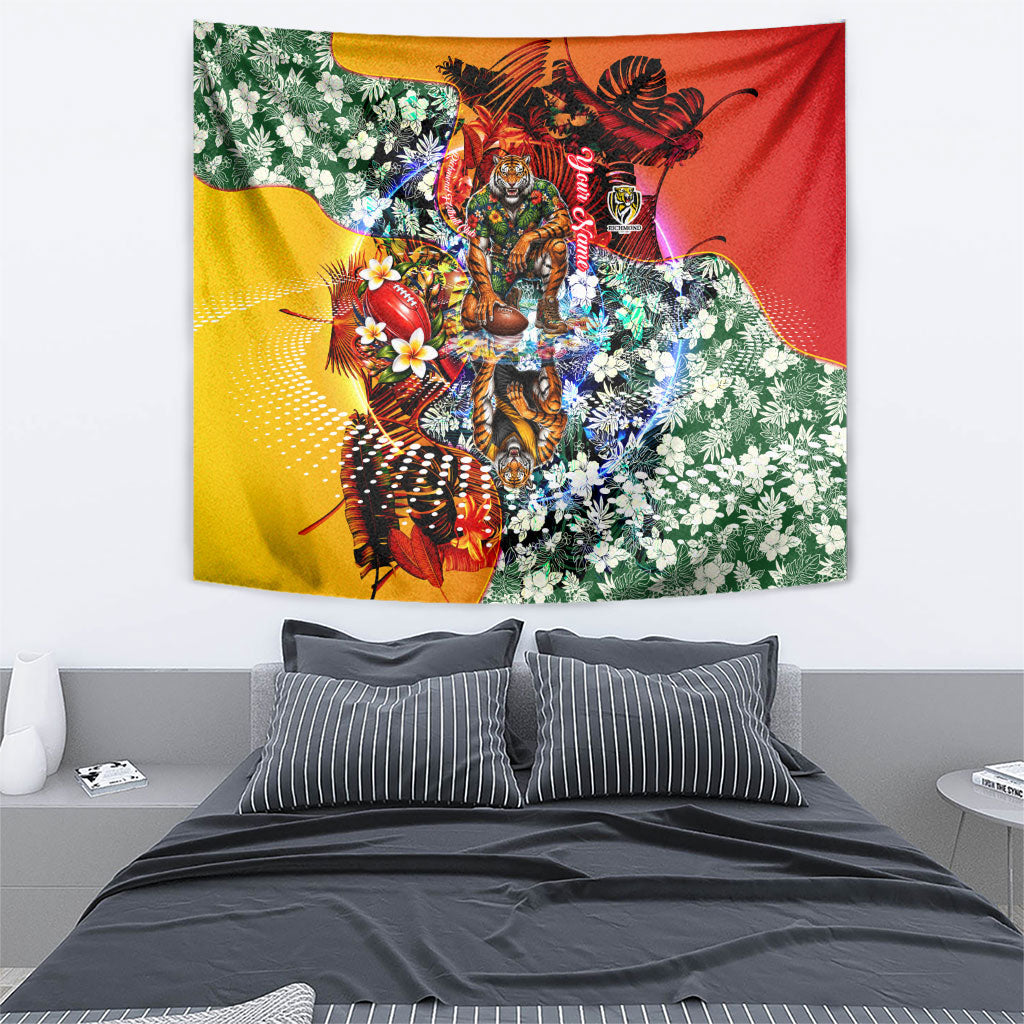 Personalized Richmond Football Tigers Tapestry Tropical Hibiscus Flowers - Pacific Fusion Style