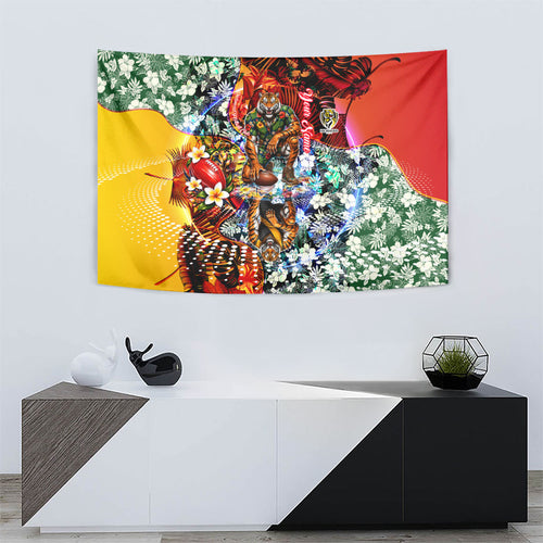 Personalized Richmond Football Tigers Tapestry Tropical Hibiscus Flowers - Pacific Fusion Style