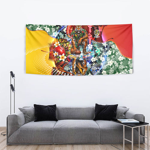 Personalized Richmond Football Tigers Tapestry Tropical Hibiscus Flowers - Pacific Fusion Style