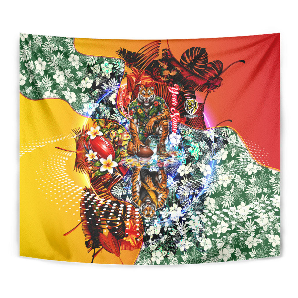 Personalized Richmond Football Tigers Tapestry Tropical Hibiscus Flowers - Pacific Fusion Style