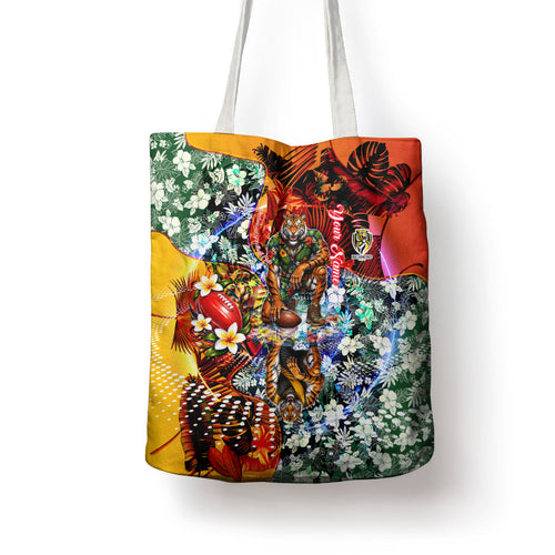 Personalized Richmond Football Tigers Tote Bag Tropical Hibiscus Flowers - Pacific Fusion Style