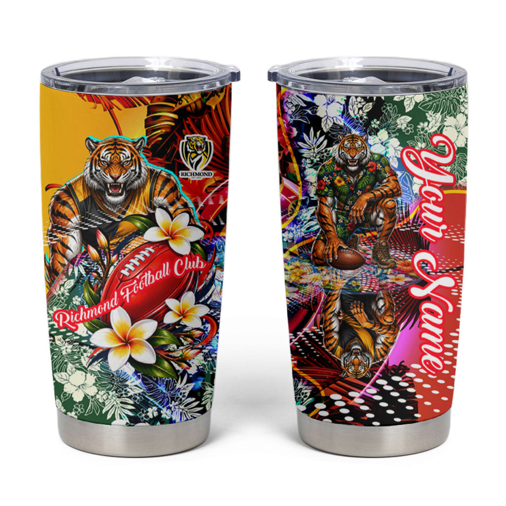 Personalized Richmond Football Tigers Tumbler Cup Tropical Hibiscus Flowers - Pacific Fusion Style