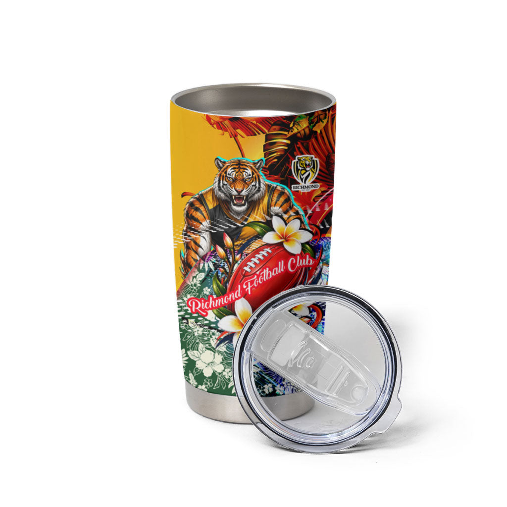 Personalized Richmond Football Tigers Tumbler Cup Tropical Hibiscus Flowers - Pacific Fusion Style