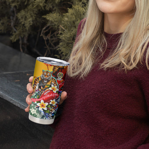 Personalized Richmond Football Tigers Tumbler Cup Tropical Hibiscus Flowers - Pacific Fusion Style