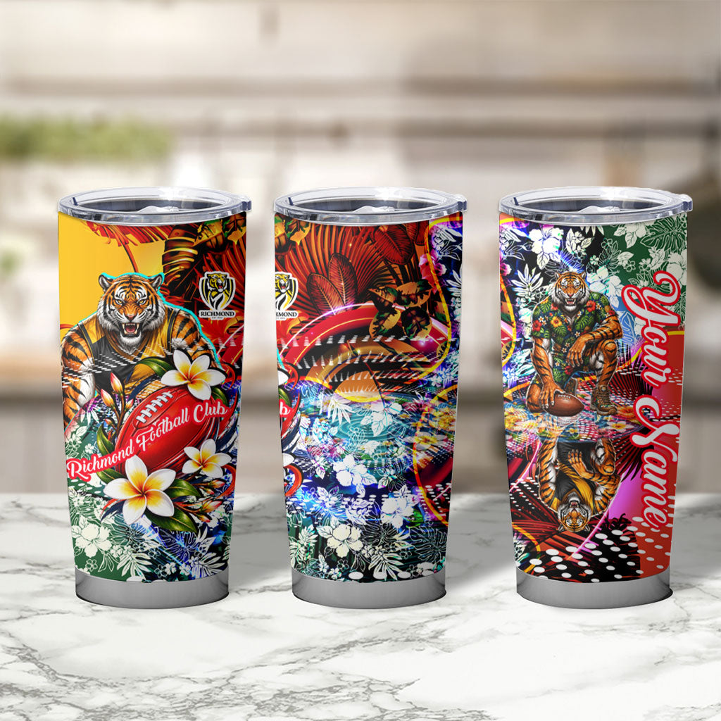 Personalized Richmond Football Tigers Tumbler Cup Tropical Hibiscus Flowers - Pacific Fusion Style