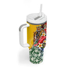 Personalized Richmond Football Tigers Tumbler With Handle Tropical Hibiscus Flowers - Pacific Fusion Style
