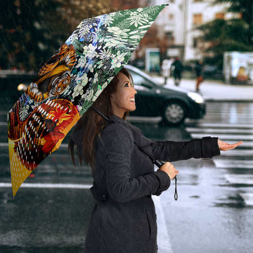 Personalized Richmond Football Tigers Umbrella Tropical Hibiscus Flowers - Pacific Fusion Style