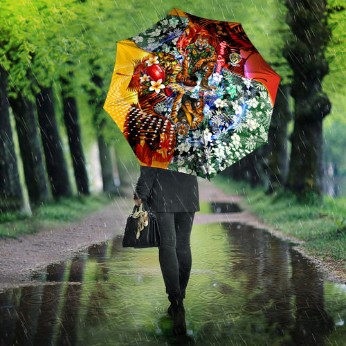 Personalized Richmond Football Tigers Umbrella Tropical Hibiscus Flowers - Pacific Fusion Style