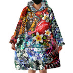 Personalized Richmond Football Tigers Wearable Blanket Hoodie Tropical Hibiscus Flowers - Pacific Fusion Style