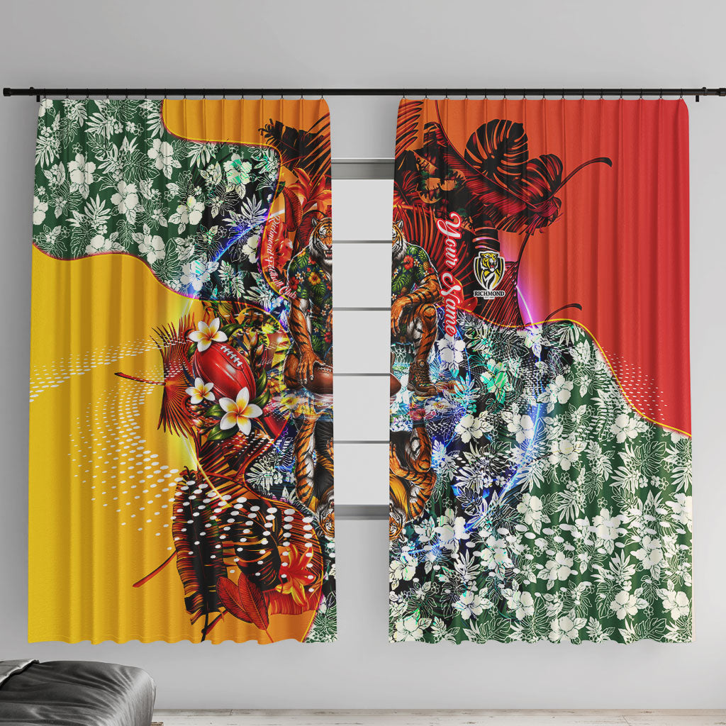 Personalized Richmond Football Tigers Window Curtain Tropical Hibiscus Flowers - Pacific Fusion Style