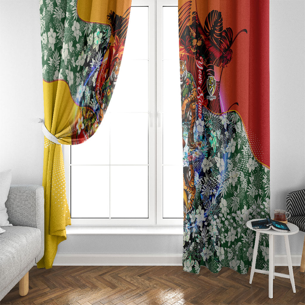 Personalized Richmond Football Tigers Window Curtain Tropical Hibiscus Flowers - Pacific Fusion Style