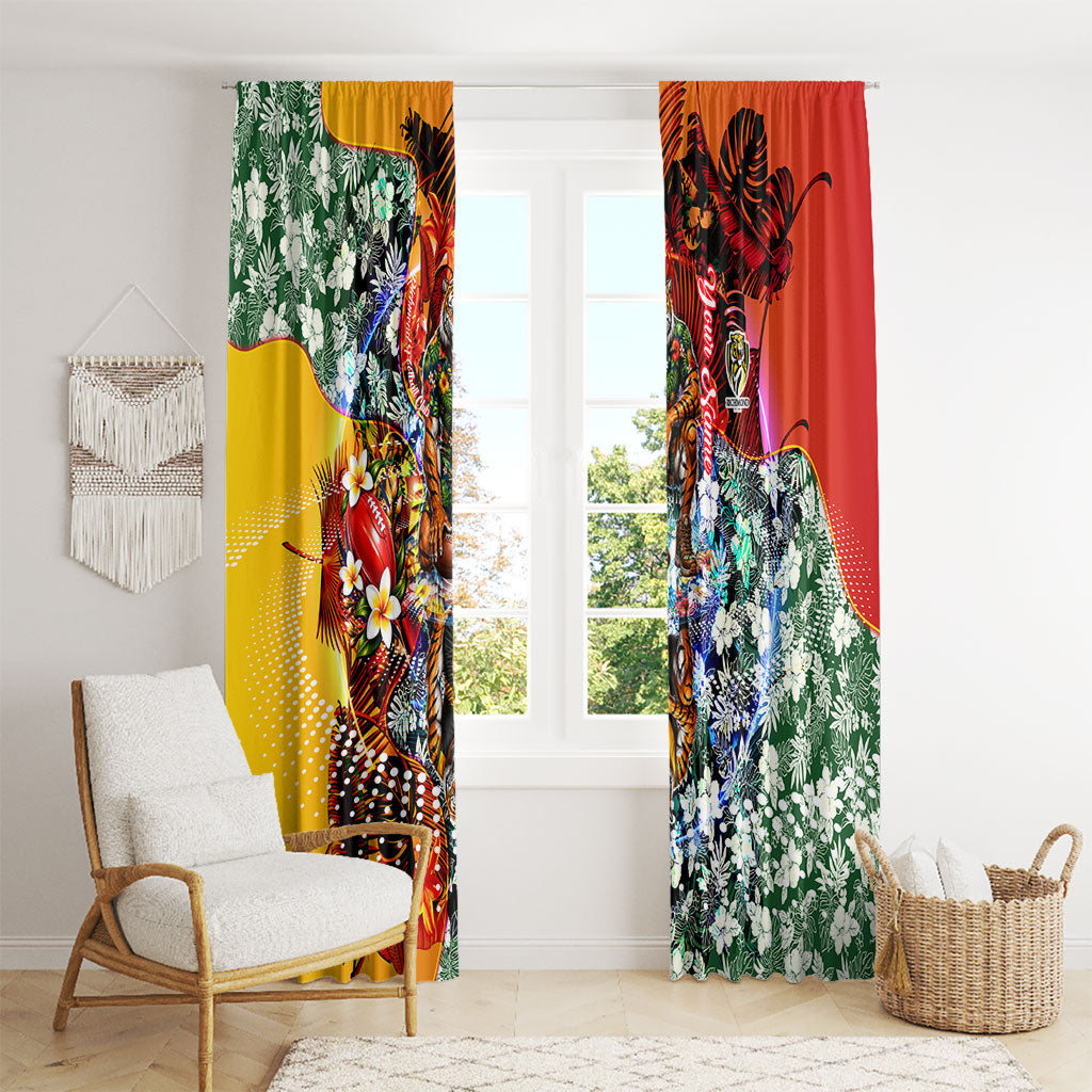 Personalized Richmond Football Tigers Window Curtain Tropical Hibiscus Flowers - Pacific Fusion Style