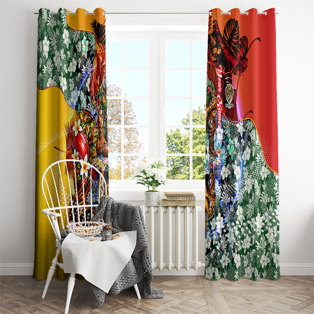 Personalized Richmond Football Tigers Window Curtain Tropical Hibiscus Flowers - Pacific Fusion Style