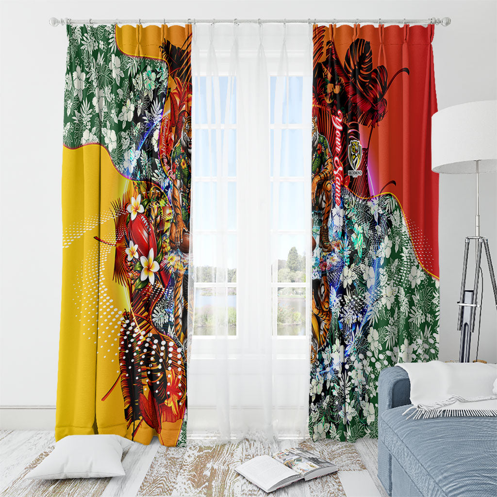Personalized Richmond Football Tigers Window Curtain Tropical Hibiscus Flowers - Pacific Fusion Style