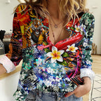 Personalized Richmond Football Tigers Women Casual Shirt Tropical Hibiscus Flowers - Pacific Fusion Style