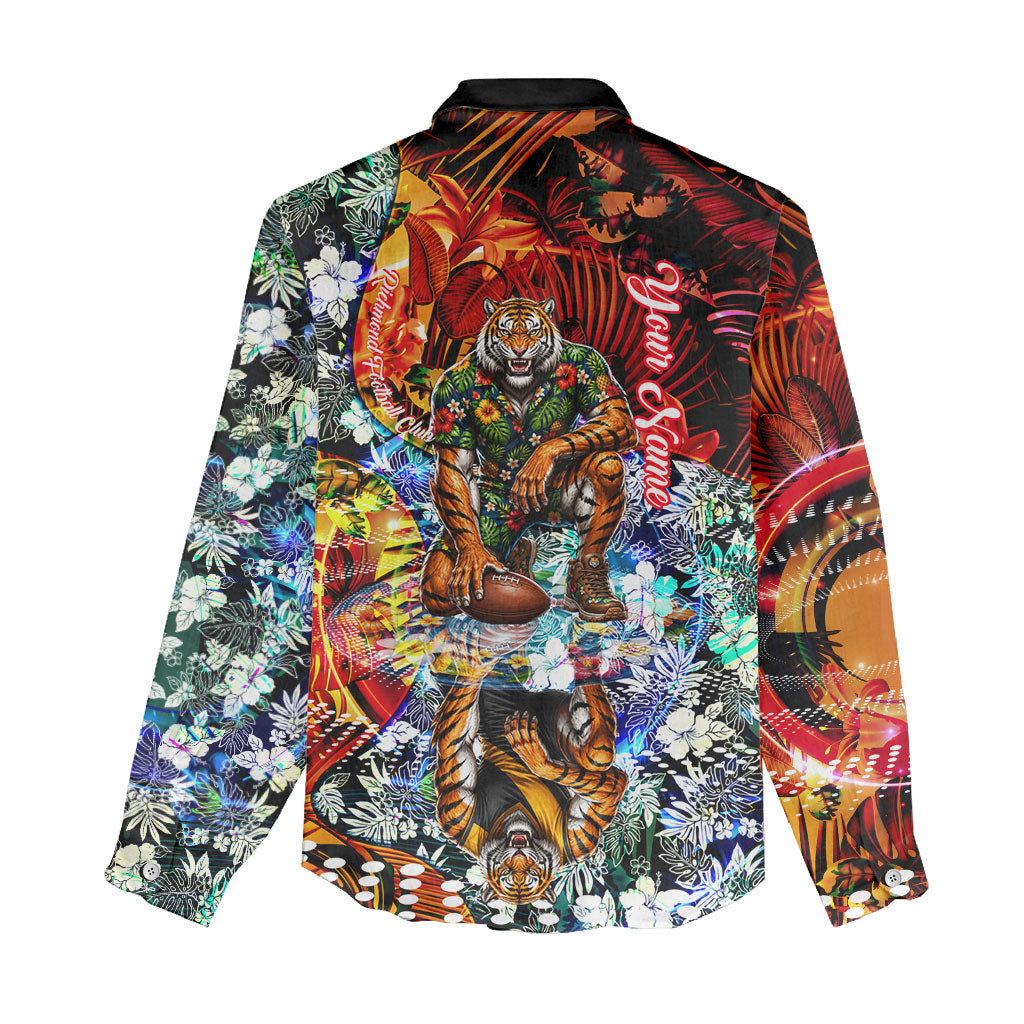 Personalized Richmond Football Tigers Women Casual Shirt Tropical Hibiscus Flowers - Pacific Fusion Style
