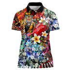 Personalized Richmond Football Tigers Women Polo Shirt Tropical Hibiscus Flowers - Pacific Fusion Style