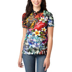 Personalized Richmond Football Tigers Women Polo Shirt Tropical Hibiscus Flowers - Pacific Fusion Style