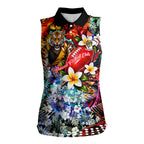 Personalized Richmond Football Tigers Women Sleeveless Polo Shirt Tropical Hibiscus Flowers - Pacific Fusion Style