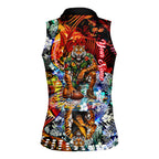 Personalized Richmond Football Tigers Women Sleeveless Polo Shirt Tropical Hibiscus Flowers - Pacific Fusion Style