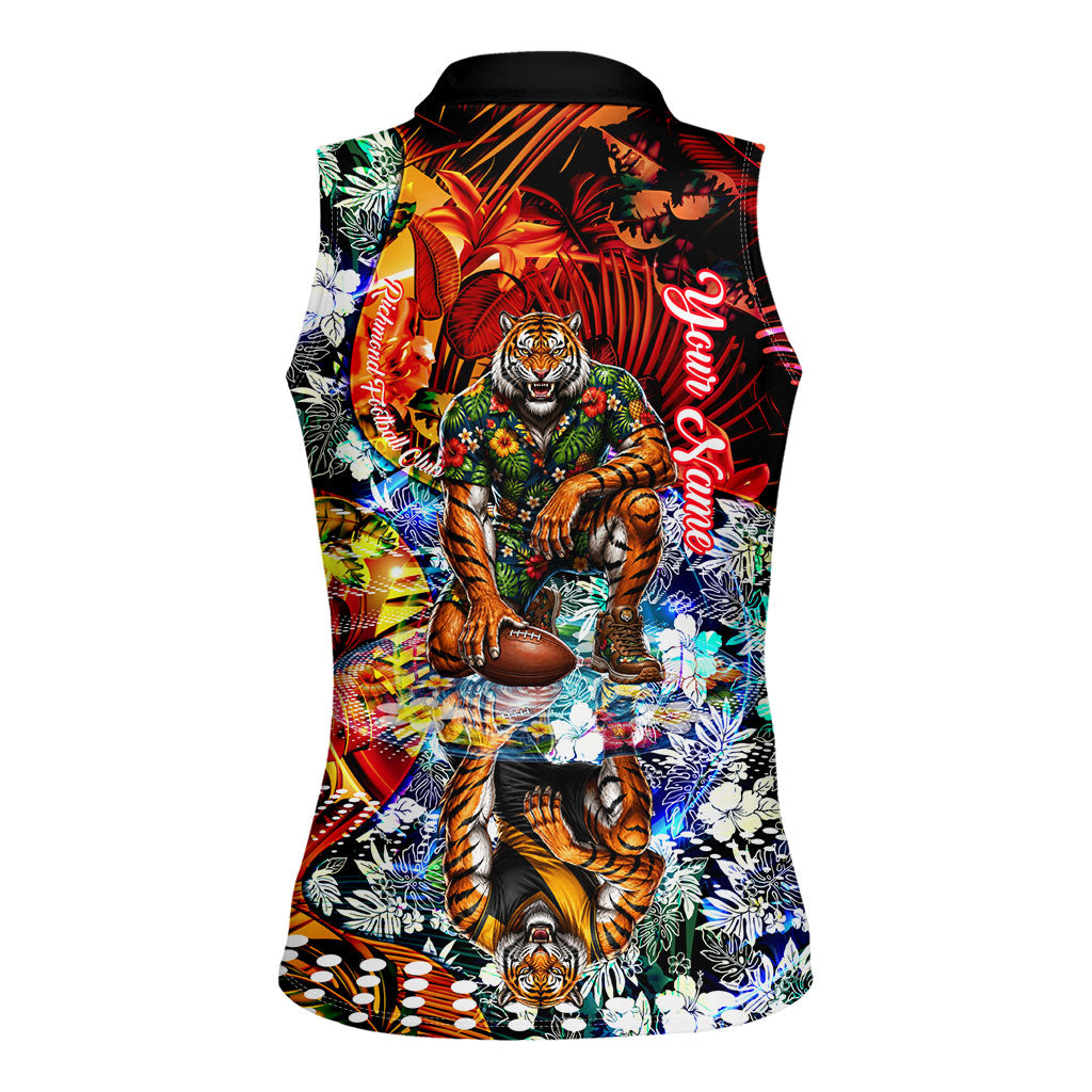 Personalized Richmond Football Tigers Women Sleeveless Polo Shirt Tropical Hibiscus Flowers - Pacific Fusion Style