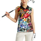 Personalized Richmond Football Tigers Women Sleeveless Polo Shirt Tropical Hibiscus Flowers - Pacific Fusion Style