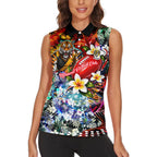 Personalized Richmond Football Tigers Women Sleeveless Polo Shirt Tropical Hibiscus Flowers - Pacific Fusion Style