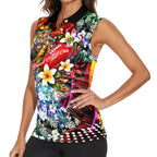 Personalized Richmond Football Tigers Women Sleeveless Polo Shirt Tropical Hibiscus Flowers - Pacific Fusion Style