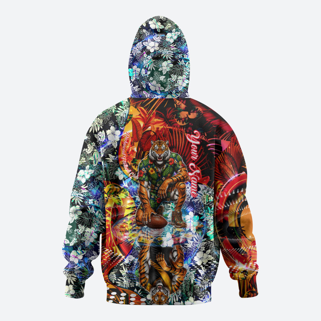 Personalized Richmond Football Tigers Zip Hoodie Tropical Hibiscus Flowers - Pacific Fusion Style