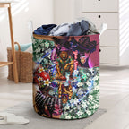 Personalized Brisbane Lions Football Laundry Basket Tropical Hibiscus Flowers - Pacific Fusion Style