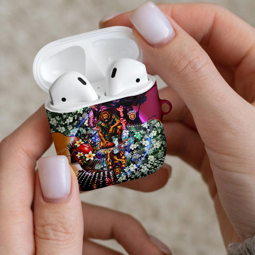Personalized Brisbane Lions Football AirPods Case Tropical Hibiscus Flowers - Pacific Fusion Style