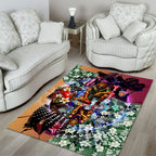 Personalized Brisbane Lions Football Area Rug Tropical Hibiscus Flowers - Pacific Fusion Style