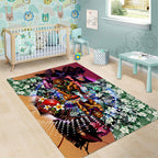 Personalized Brisbane Lions Football Area Rug Tropical Hibiscus Flowers - Pacific Fusion Style