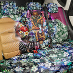 Personalized Brisbane Lions Football Back Car Seat Cover Tropical Hibiscus Flowers - Pacific Fusion Style