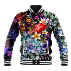 Personalized Brisbane Lions Football Baseball Jacket Tropical Hibiscus Flowers - Pacific Fusion Style