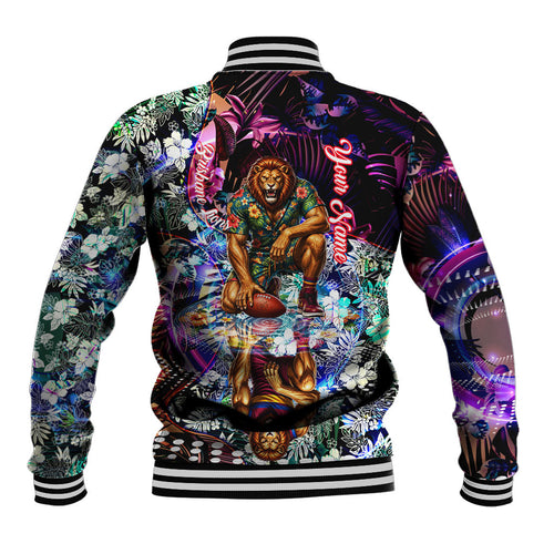 Personalized Brisbane Lions Football Baseball Jacket Tropical Hibiscus Flowers - Pacific Fusion Style