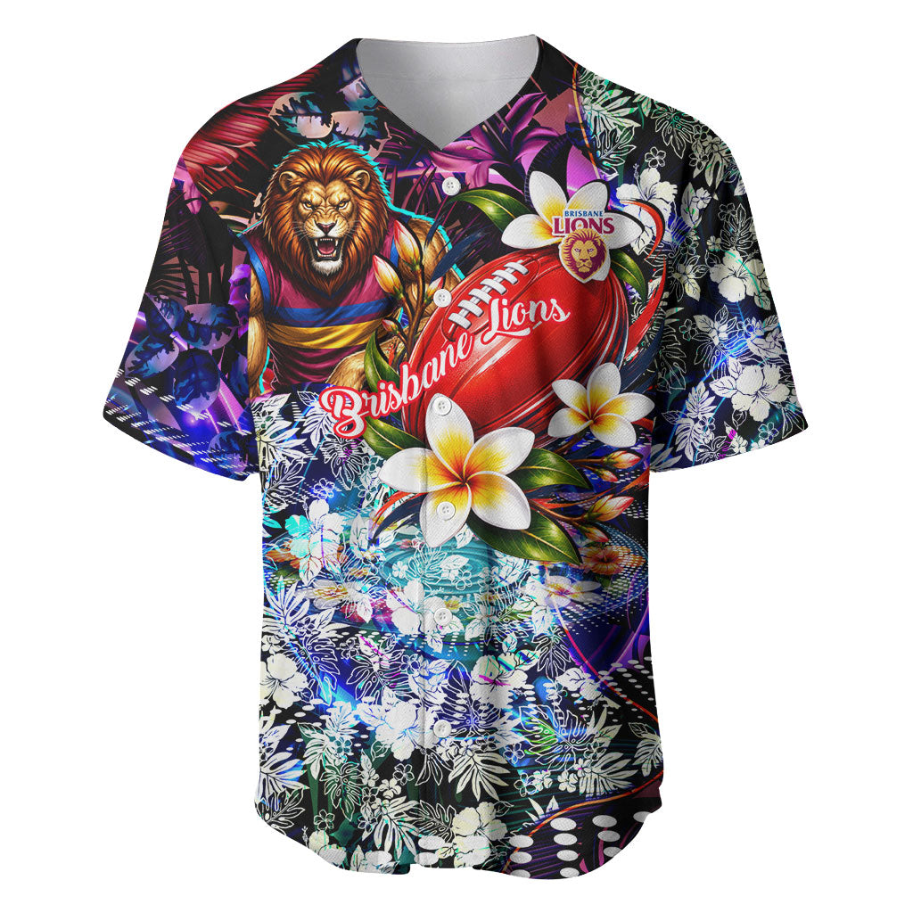 Personalized Brisbane Lions Football Baseball Jersey Tropical Hibiscus Flowers - Pacific Fusion Style