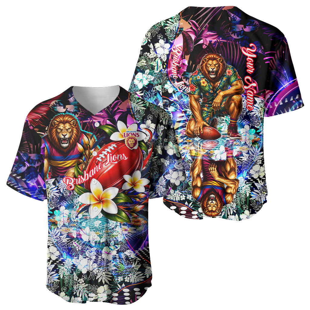 Personalized Brisbane Lions Football Baseball Jersey Tropical Hibiscus Flowers - Pacific Fusion Style