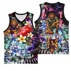 Personalized Brisbane Lions Football Basketball Jersey Tropical Hibiscus Flowers - Pacific Fusion Style