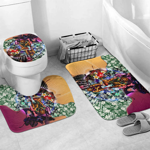 Personalized Brisbane Lions Football Bathroom Set Tropical Hibiscus Flowers - Pacific Fusion Style