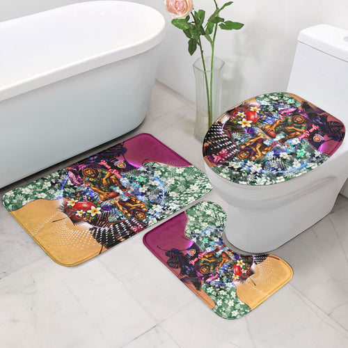Personalized Brisbane Lions Football Bathroom Set Tropical Hibiscus Flowers - Pacific Fusion Style