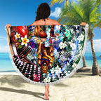 Personalized Brisbane Lions Football Beach Blanket Tropical Hibiscus Flowers - Pacific Fusion Style