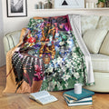 Personalized Brisbane Lions Football Blanket Tropical Hibiscus Flowers - Pacific Fusion Style