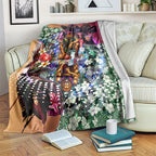 Personalized Brisbane Lions Football Blanket Tropical Hibiscus Flowers - Pacific Fusion Style