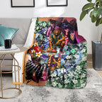 Personalized Brisbane Lions Football Blanket Tropical Hibiscus Flowers - Pacific Fusion Style