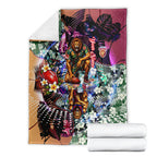 Personalized Brisbane Lions Football Blanket Tropical Hibiscus Flowers - Pacific Fusion Style