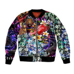 Personalized Brisbane Lions Football Bomber Jacket Tropical Hibiscus Flowers - Pacific Fusion Style